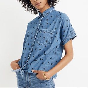 Madewell Heart Print Denim Shirt